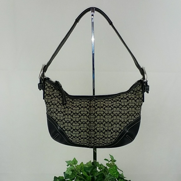 Coach Handbags - Coach black gray jacquard signature small hobo
